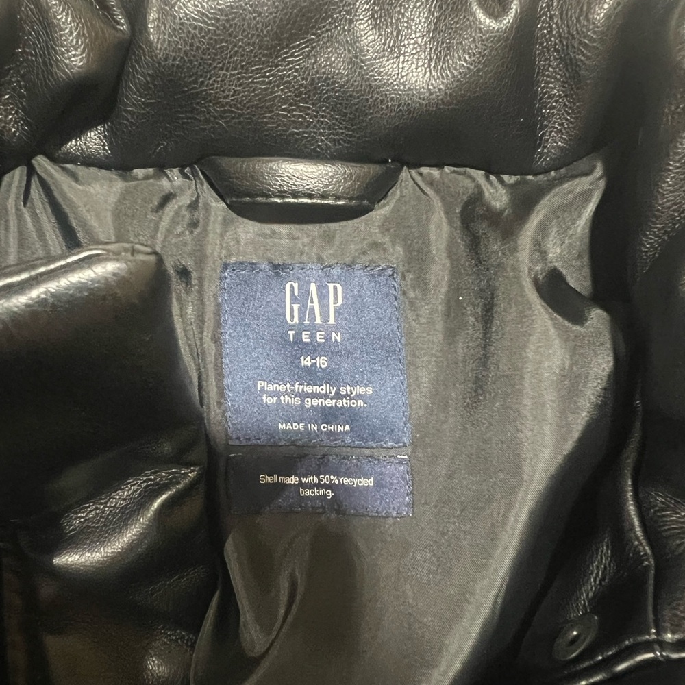 Girl/Teen hood less black coat. Size 14-16